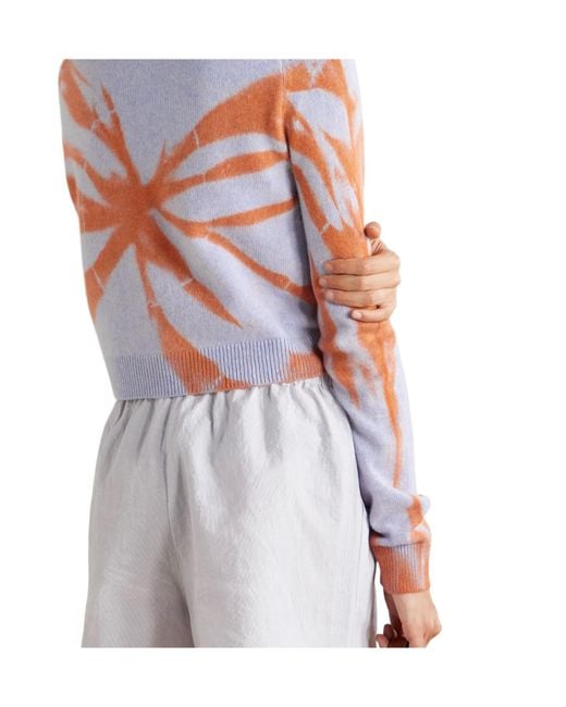 The Elder Statesman White Colorful Cropped Cashmere Sweater