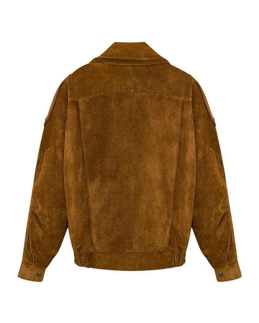 Saint Laurent Brown Asymmetric Zip Suede Jacket
