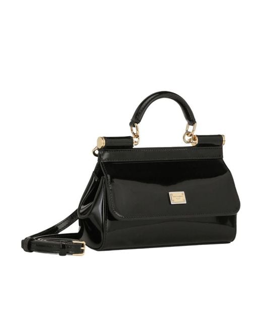 Dolce & Gabbana Black Sicily Foldover Crossbody Bag
