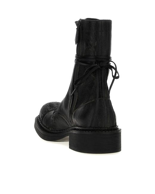 Miu Miu Black Lace-Up Leather Boots