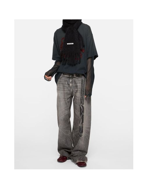 Acne Black Fringed Scarf for men