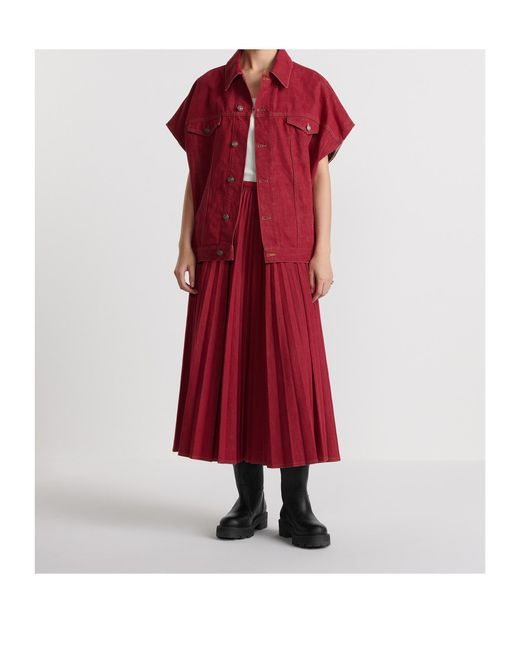 Dior Red Pleated Mid-Length Skirt