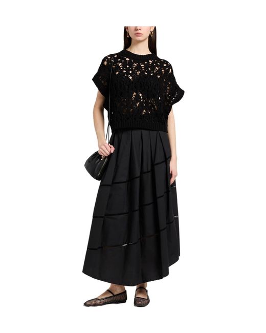Brunello Cucinelli Black Openwork Knit Top