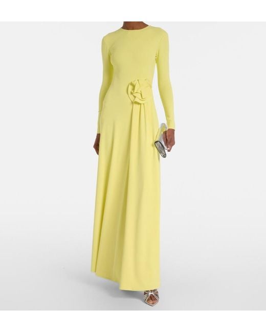 Roland Mouret Yellow Floral-Applique Gown