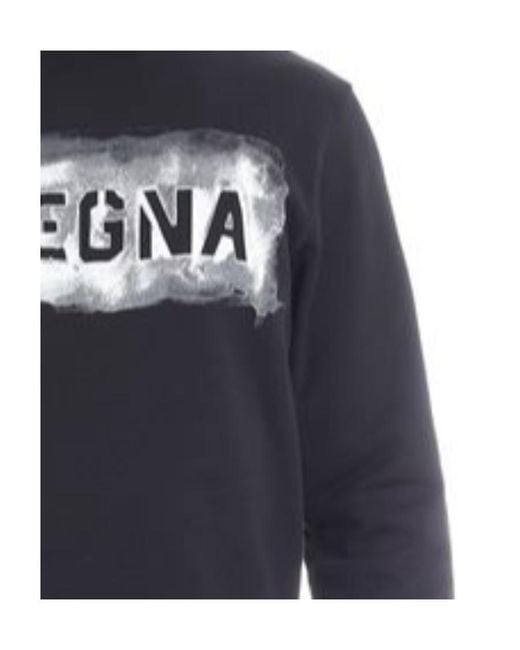 Zegna Blue Logo Printed Long-Sleeved Sweater for men