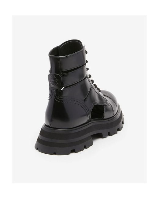 McQueen Black Lace-Up Ankle Boots