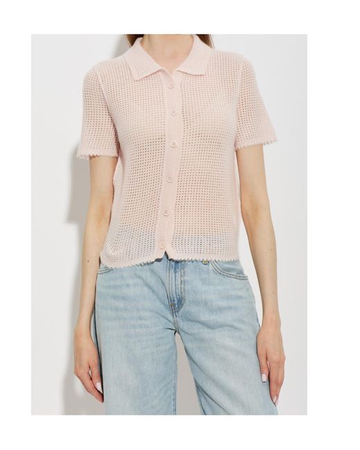 Re/done White Short-Sleeved Knitted Cardigan
