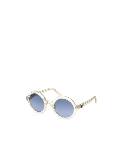 Moncler Blue Eyewear Round Frame Sunglasses