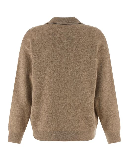 Brunello Cucinelli Natural Double Knit Polo Shirt