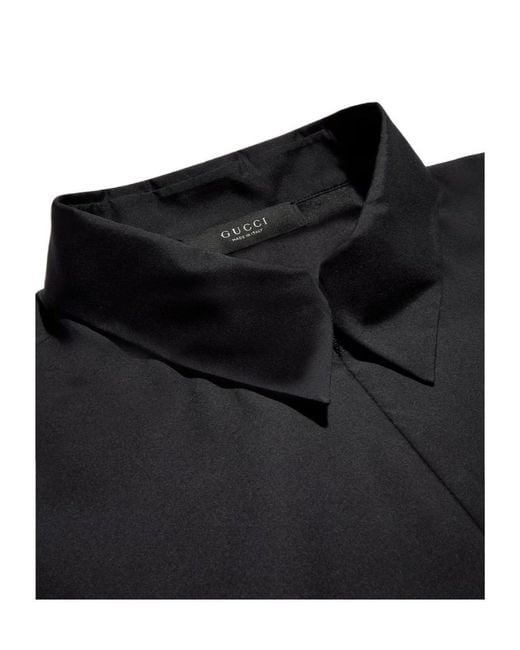 Gucci Black Technical Poplin Zipped Shirt for men