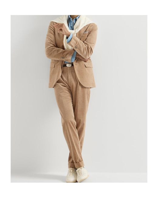 Brunello Cucinelli Brown Comfort Cotton And Cashmere Corduroy Deconstructed Blazer With Large Peak Lapels And Metal Buttons for men