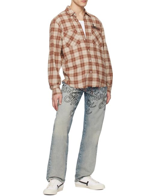 Amiri Brown Shotgun Flannel Shirt for men