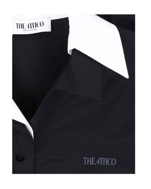 The Attico Black The Contrast Collar Wrap Shirt