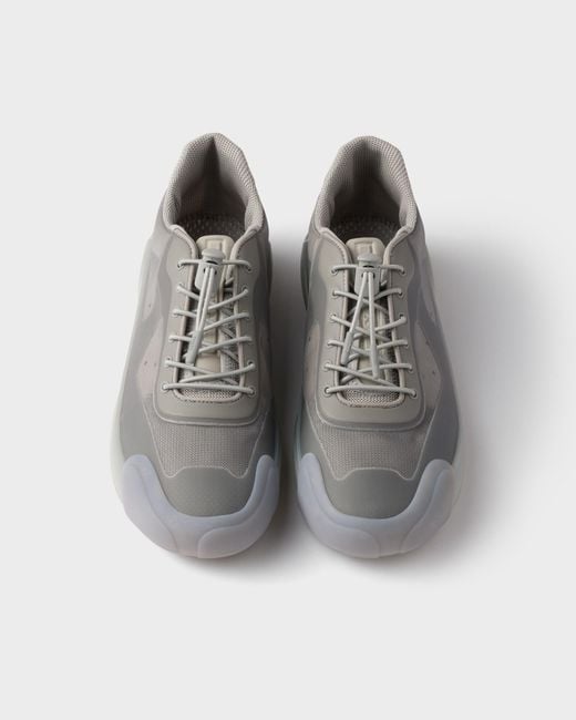 Prada Gray Technical Fabric Sneakers for men