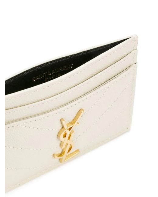 Saint Laurent White Cassandre Logo Plaque Card Case