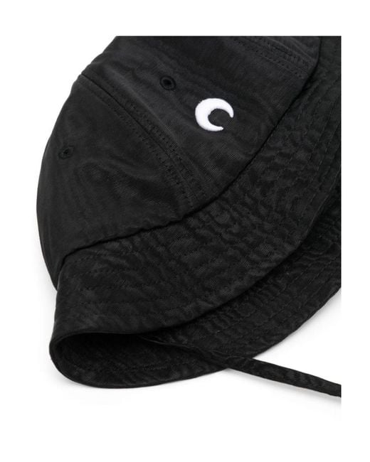 MARINE SERRE Black Logo-Embroidered Bucket Hat