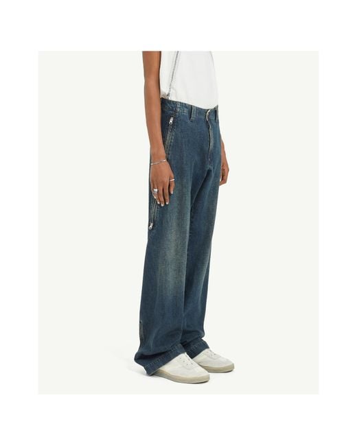 MM6 by Maison Margiela Blue Zip-Detailed Wide-Leg Jeans for men