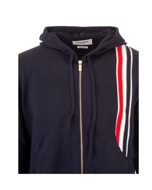 Thom Browne Blue Intarsia Stripe Hoodie for men