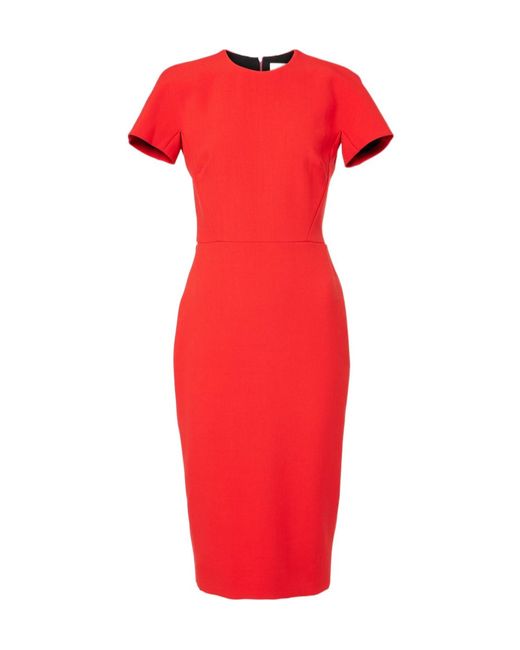 Victoria Beckham Red Crepe Midi Dress