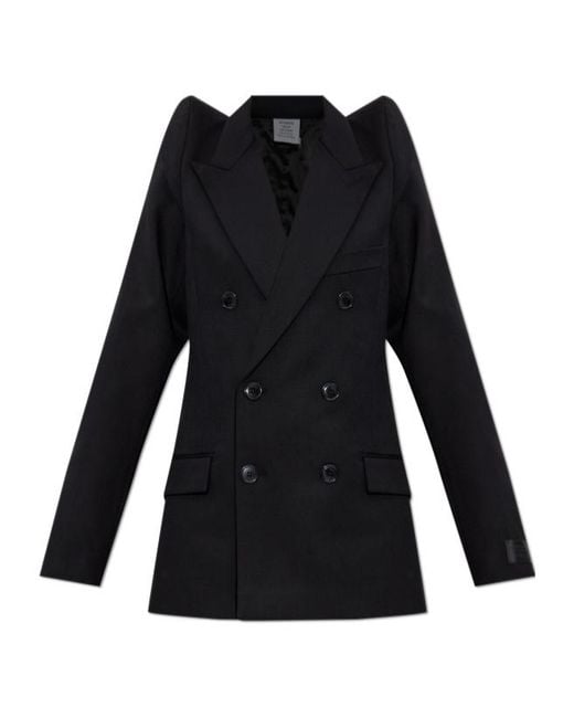 Vetements Black Padded-Shoulder Double-Breasted Jacket for men