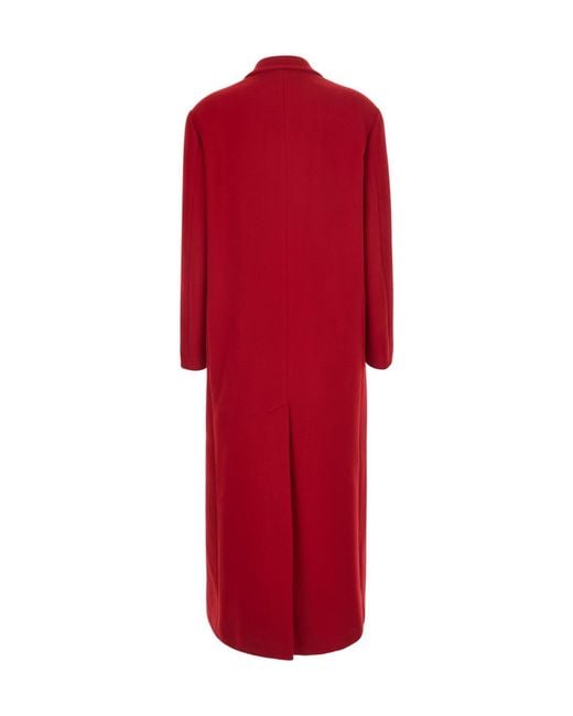 Pinko Red Double-Breasted Notched-Lapel Coat
