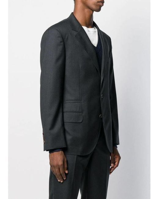 Brunello Cucinelli Black Striped Pattern Blazer for men