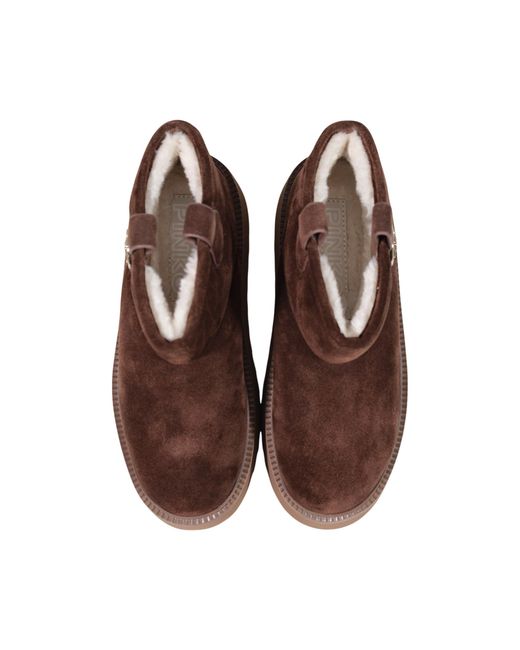 Pinko Brown Round-Toe Snow Boots