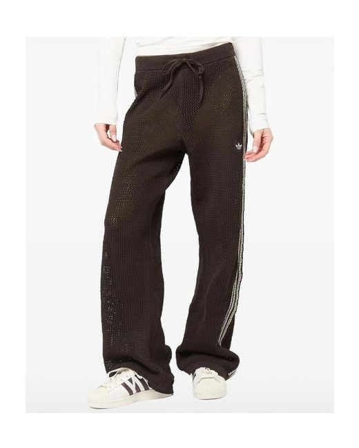 Adidas Originals Black Mesh-Knit Side-Stripe Track Pants