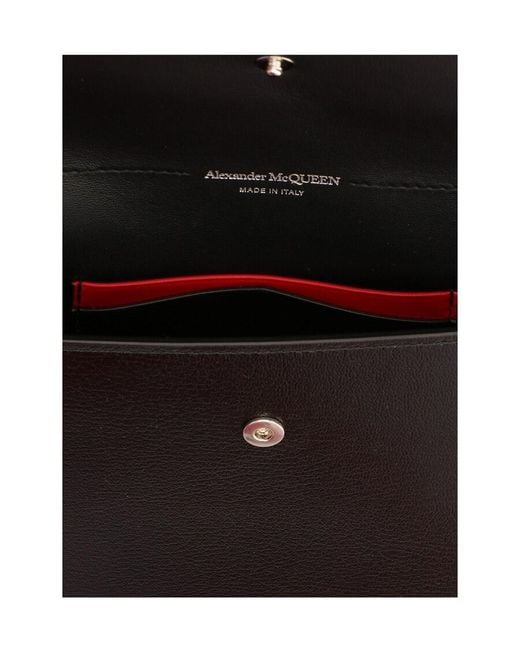 McQueen Black Studded Leather Envelope Clutch
