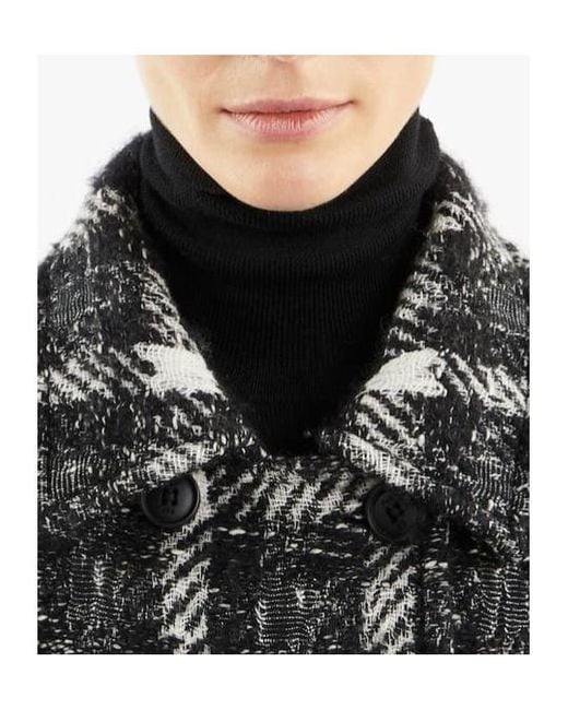 Fay Black Plaid Double-Breasted Coat