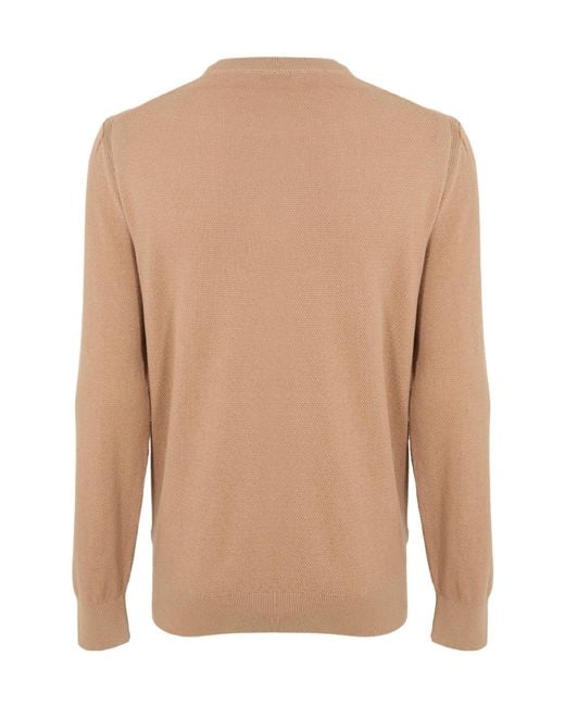 Boss Brown Crew-Neck Knit Sweater for men