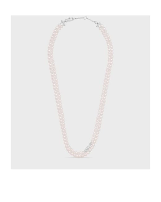 Céline White Monochroms Double Pearl Necklace for men
