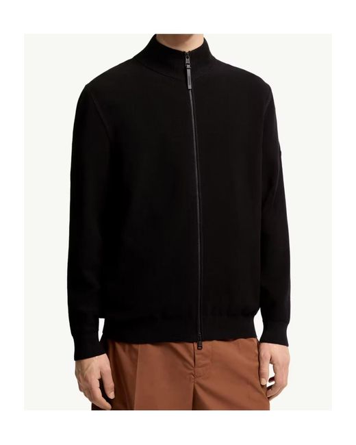 Moncler Black Zip-Up Logo Patch Cardigan for men