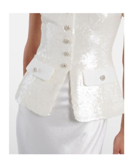 Self-Portrait White Sequined Maxi Dress
