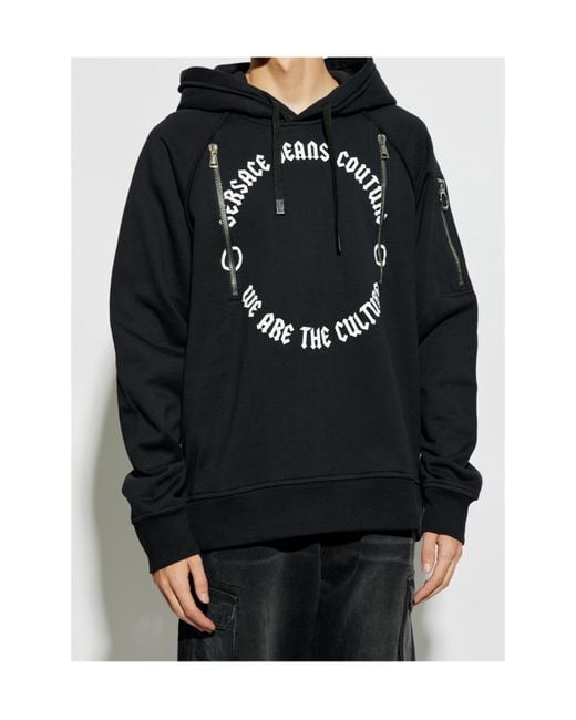 Versace Jeans Black Couture Logo Hoodie Sweater for men