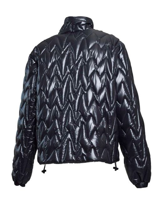 MSGM Blue Quilted Jacket With "Themwave" Pattern for men