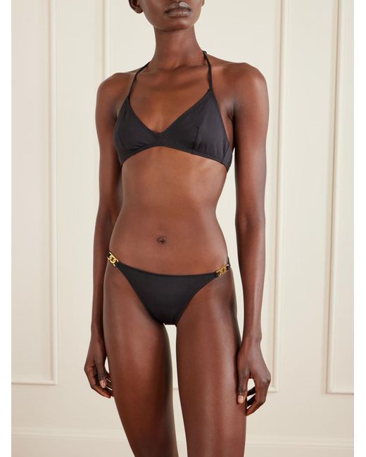 Nili Lotan Blue Chain-Detail Bikini Bottoms