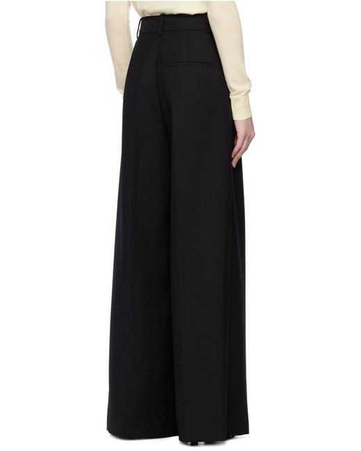 Anine Bing Black Pleated Wide-Leg Pants