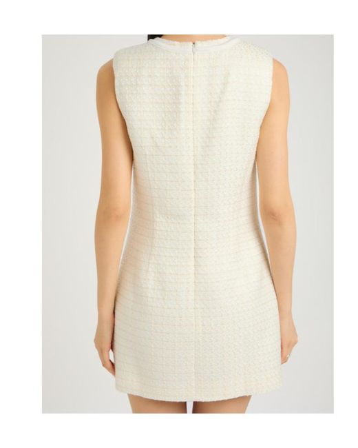 Self-Portrait Natural Bow-Embellished Bouclé Mini Dress