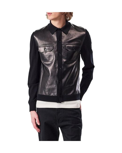 Tom Ford Black Leather Panel Shirt for men
