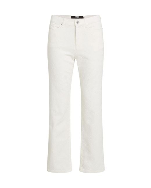Karl Lagerfeld White High Waist Denim Trousers