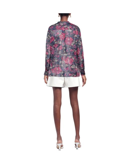 Isabel Marant Purple Multi-Color Woven Long-Sleeve Shirt