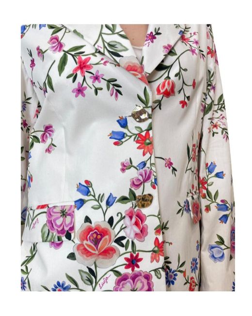 Liu Jo White Single-Breasted Floral Blazer