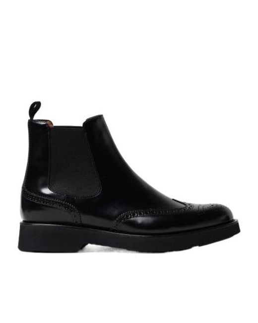 Church's Black Brogue Detailed Ankle Boots
