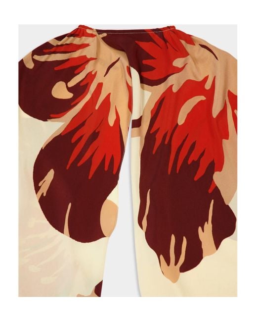 Johanna Ortiz Red Odyssey Floral-Print Midi Dress