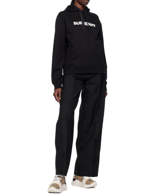 Burberry Black Logo Printed Drawstring Hoodie