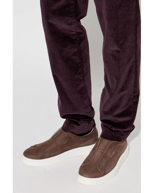 Eleventy Brown Panelled Slip-On Sneakers for men