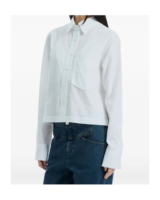 Closed White Lace-Trim Chest-Pocket Shirt