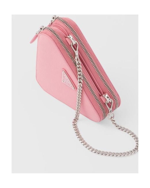 Prada Pink Saffiano Leather Mini Pouch