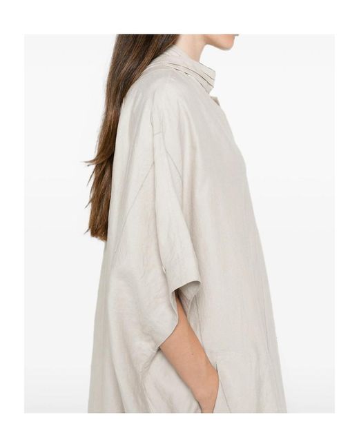 Ziggy Chen White Panelled Short-Sleeve Midi Dress